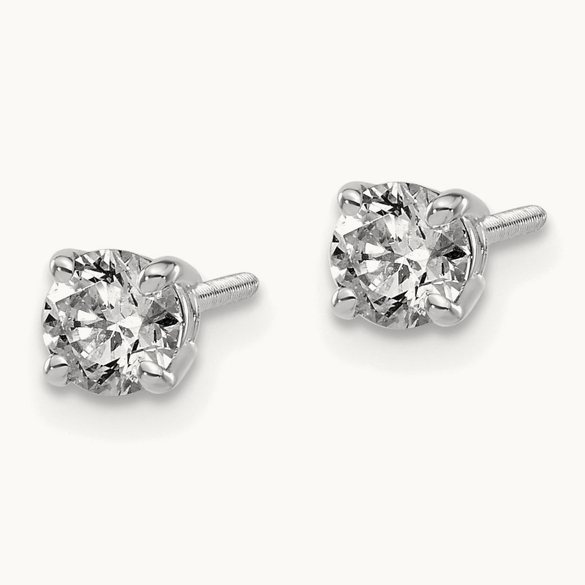 Round Diamond Stud Earrings — 14K White Gold, 0.60 ct tw
