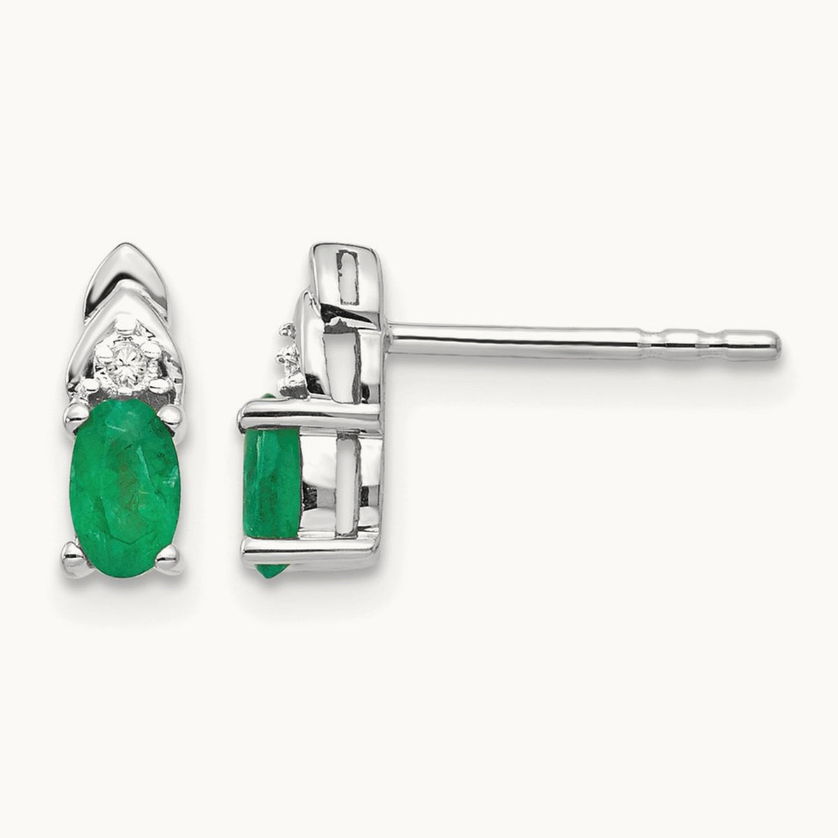 Emerald and Diamond Post Earrings — photo set