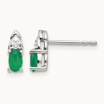 Emerald and Diamond Post Earrings — photo set
