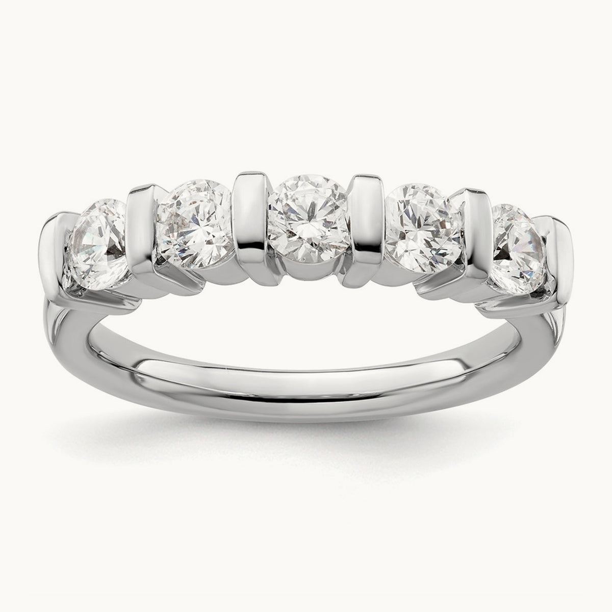 5-Stone Diamond Band, 14K White Gold
