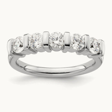 5-Stone Diamond Band, 14K White Gold