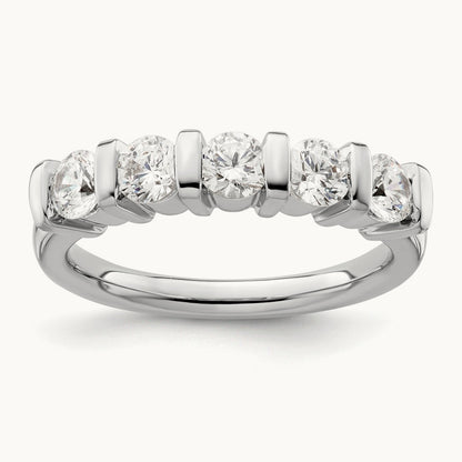 5-Stone Diamond Band, 14K White Gold