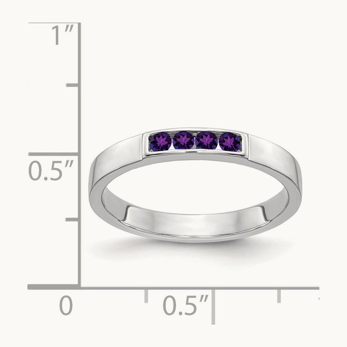 4-stone Amethyst Band, 14K White Gold
