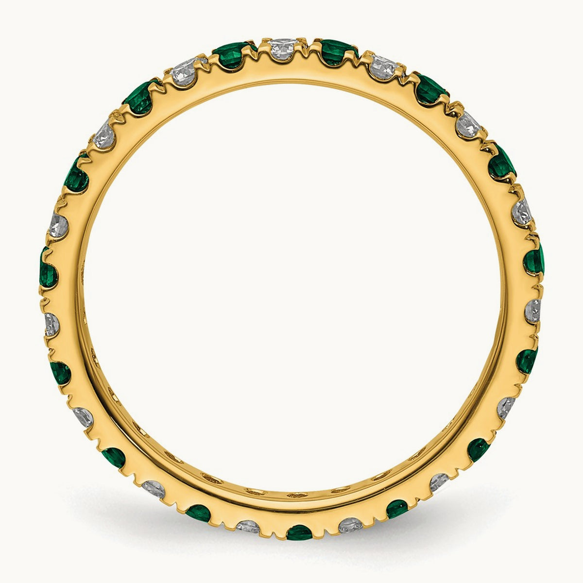Created Emerald Eternity Band, 0.25-0.50 ct tw Lab-Grown Diamond — 14K Yellow Gold