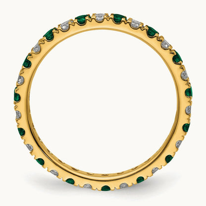 Created Emerald Eternity Band, 0.25-0.50 ct tw Lab-Grown Diamond — 14K Yellow Gold
