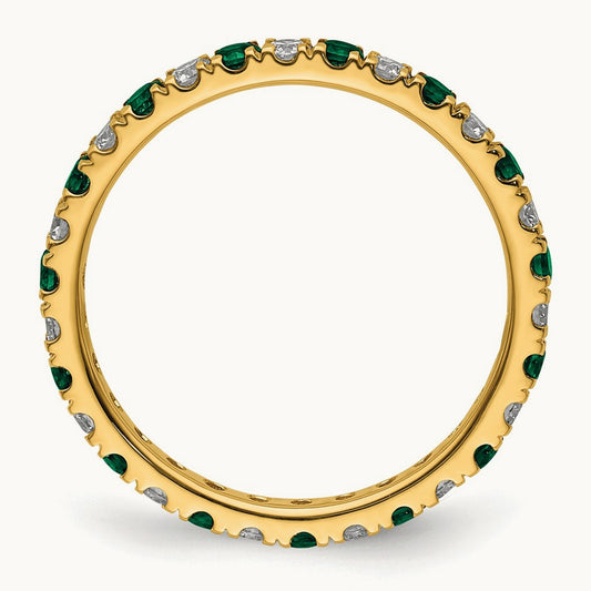 Created Emerald Eternity Band, 0.25-0.50 ct tw Lab-Grown Diamond — 14K Yellow Gold