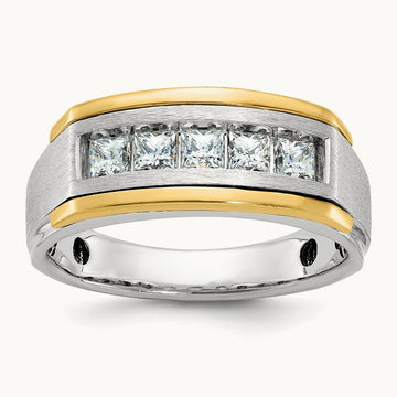 IBGoodman Men's Polished & Satin 5-Stone Diamond Ring, 14K Two-tone