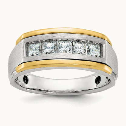 IBGoodman Men's Polished & Satin 5-Stone Diamond Ring, 14K Two-tone