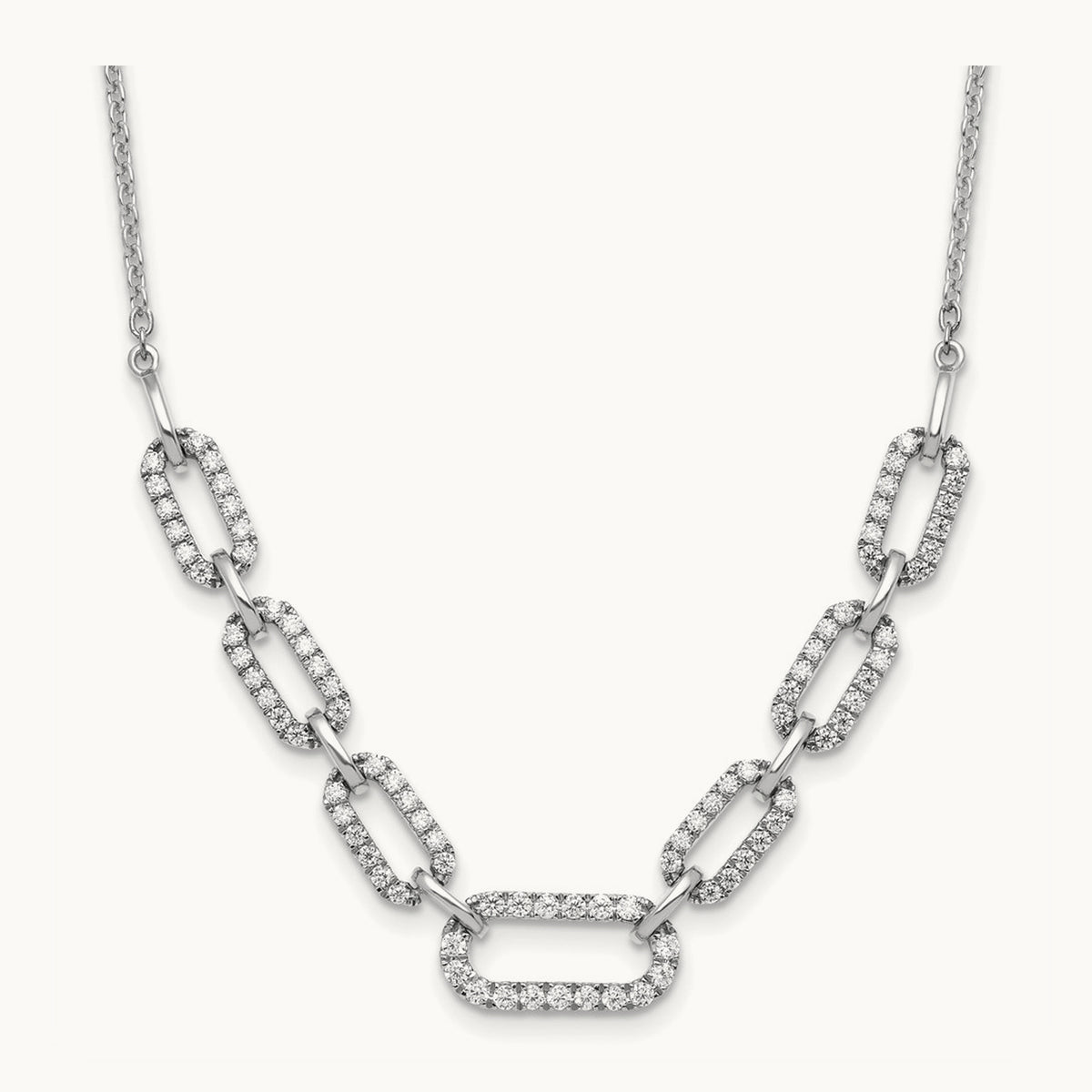 Fashion Link Necklace, 1.00 ct tw Lab-Grown Diamond — 14K White Gold