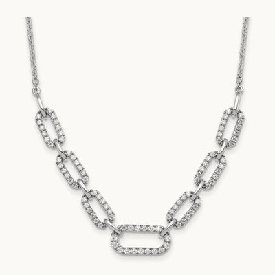 Fashion Link Necklace, 1.00 ct tw Lab-Grown Diamond — 14K White Gold