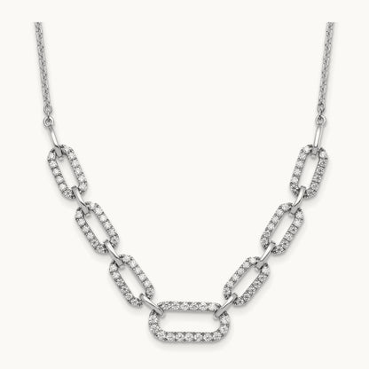 Fashion Link Necklace, 1.00 ct tw Lab-Grown Diamond — 14K White Gold