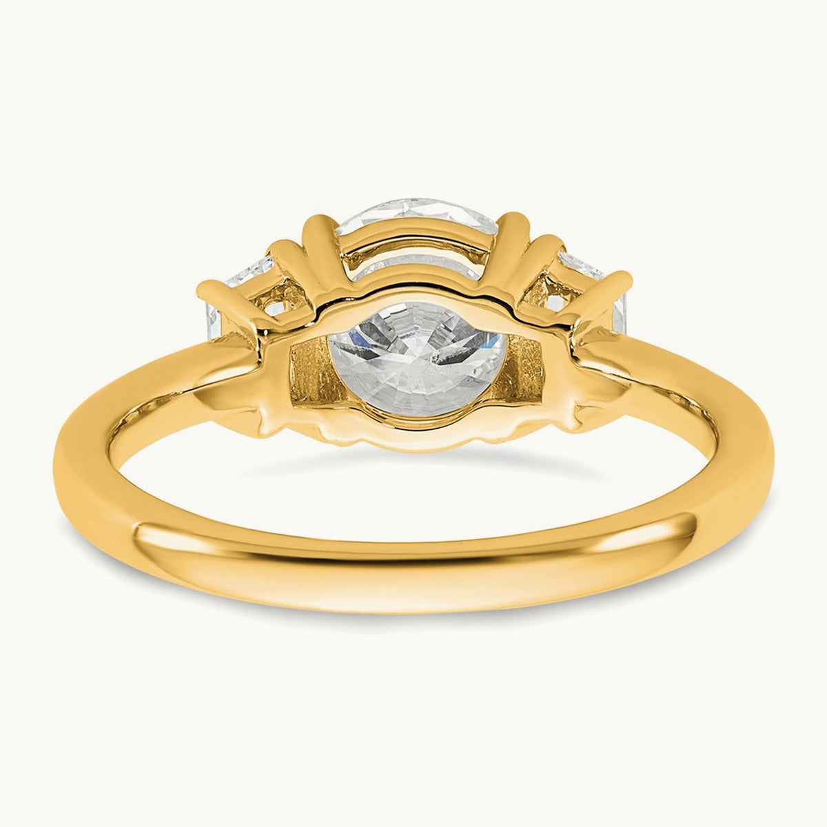 Trapezoid Sidestones Engagement Ring, 3/8-3 3/4 ct Lab-Grown Diamond — 14K Yellow Gold