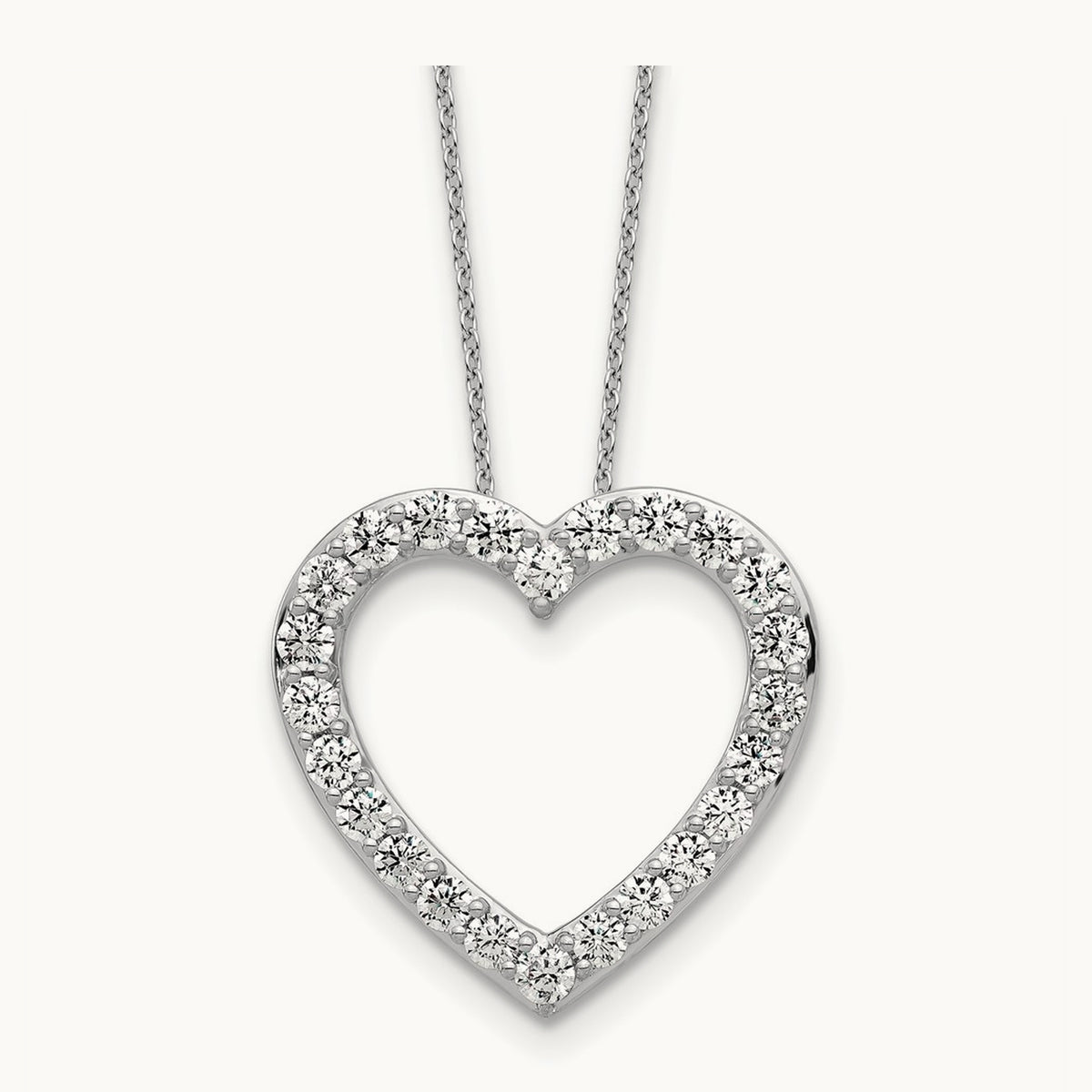 Heart Necklace, 1.25 ct tw Lab-Grown Diamond — 14K White Gold