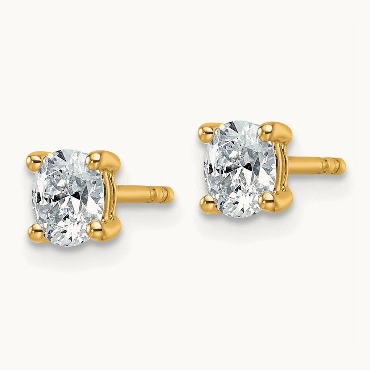 Oval Four-Prong Stud Earrings, 0.50-6.00 ct tw Lab-Grown Diamond — 1/2 ct, 14K Yellow Gold