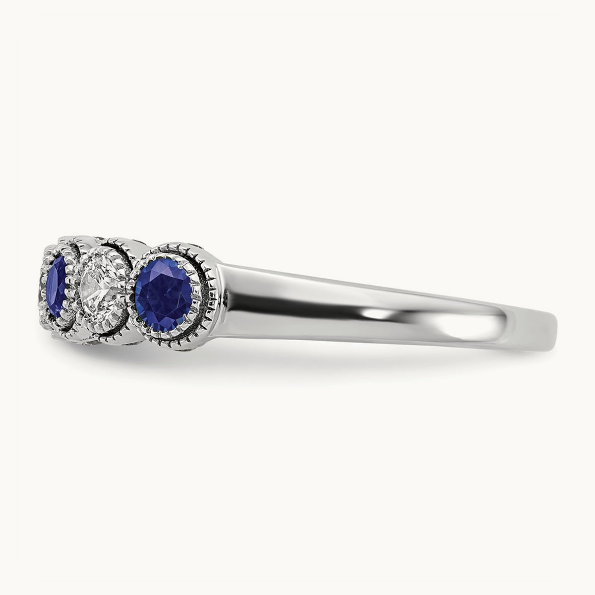 Created Blue Sapphire Ring, 0.50 ct tw Lab-Grown Diamond