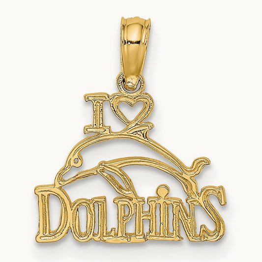 I HEART DOLPHINS w/ Dolphin Charm, 14K