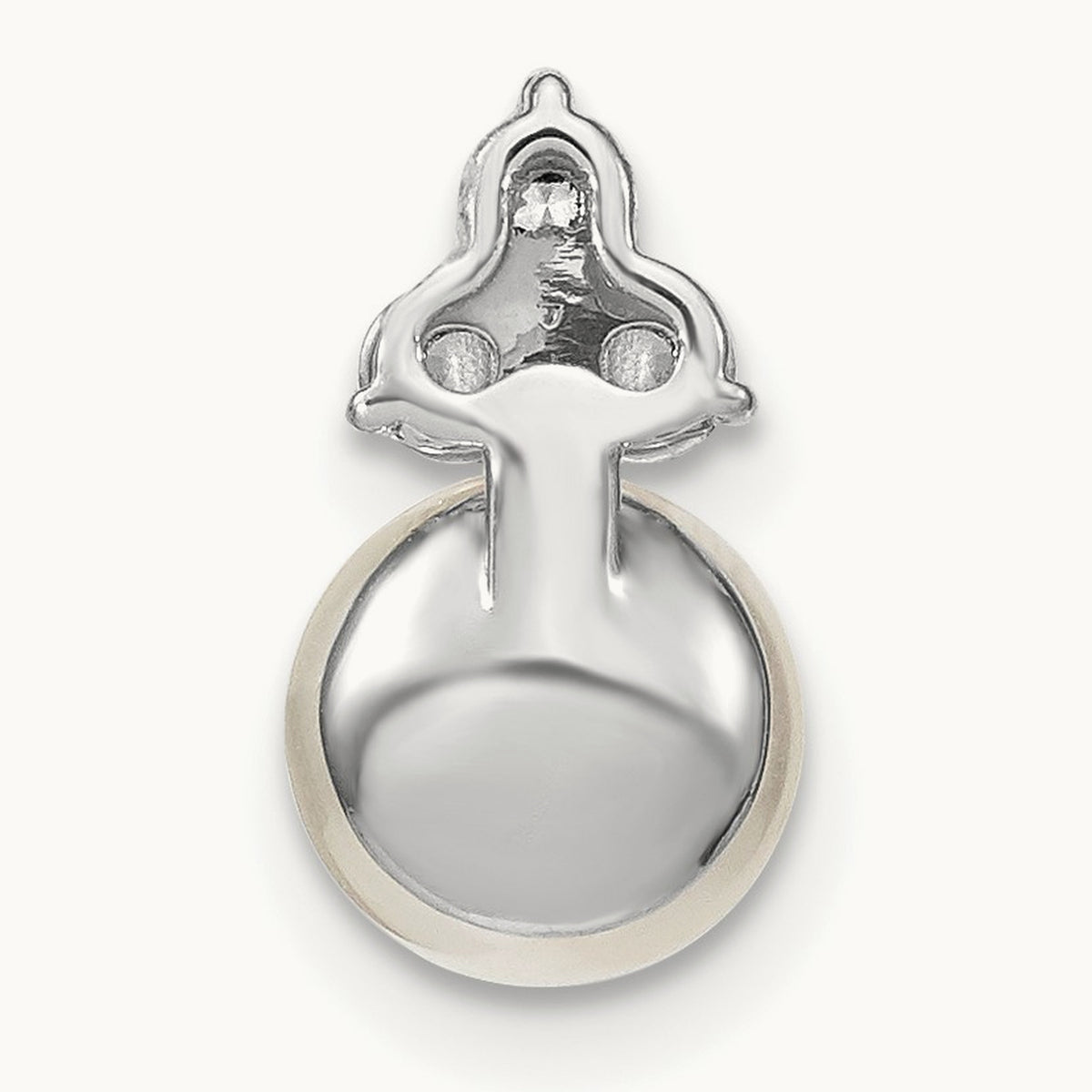 Freshwater Cultured Pearl Chain Slide Pendant, 0.20 ct tw Lab-Grown Diamond — 14K White Gold