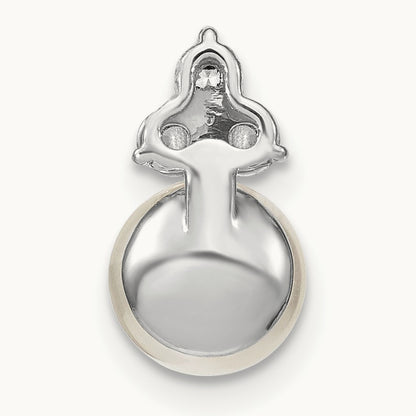 Freshwater Cultured Pearl Chain Slide Pendant, 0.20 ct tw Lab-Grown Diamond — 14K White Gold