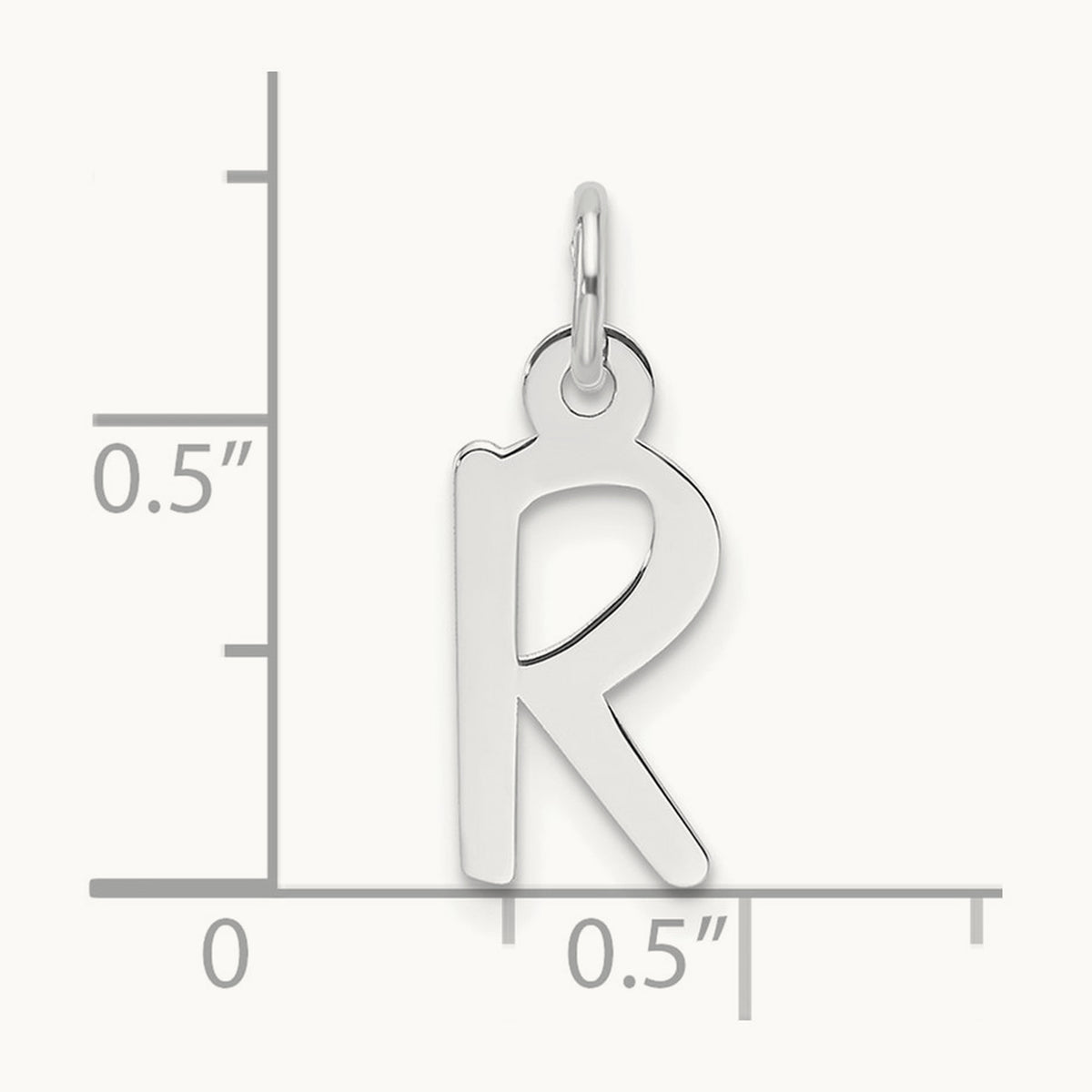 Slanted Block Initial Charm — 14K White Gold, R