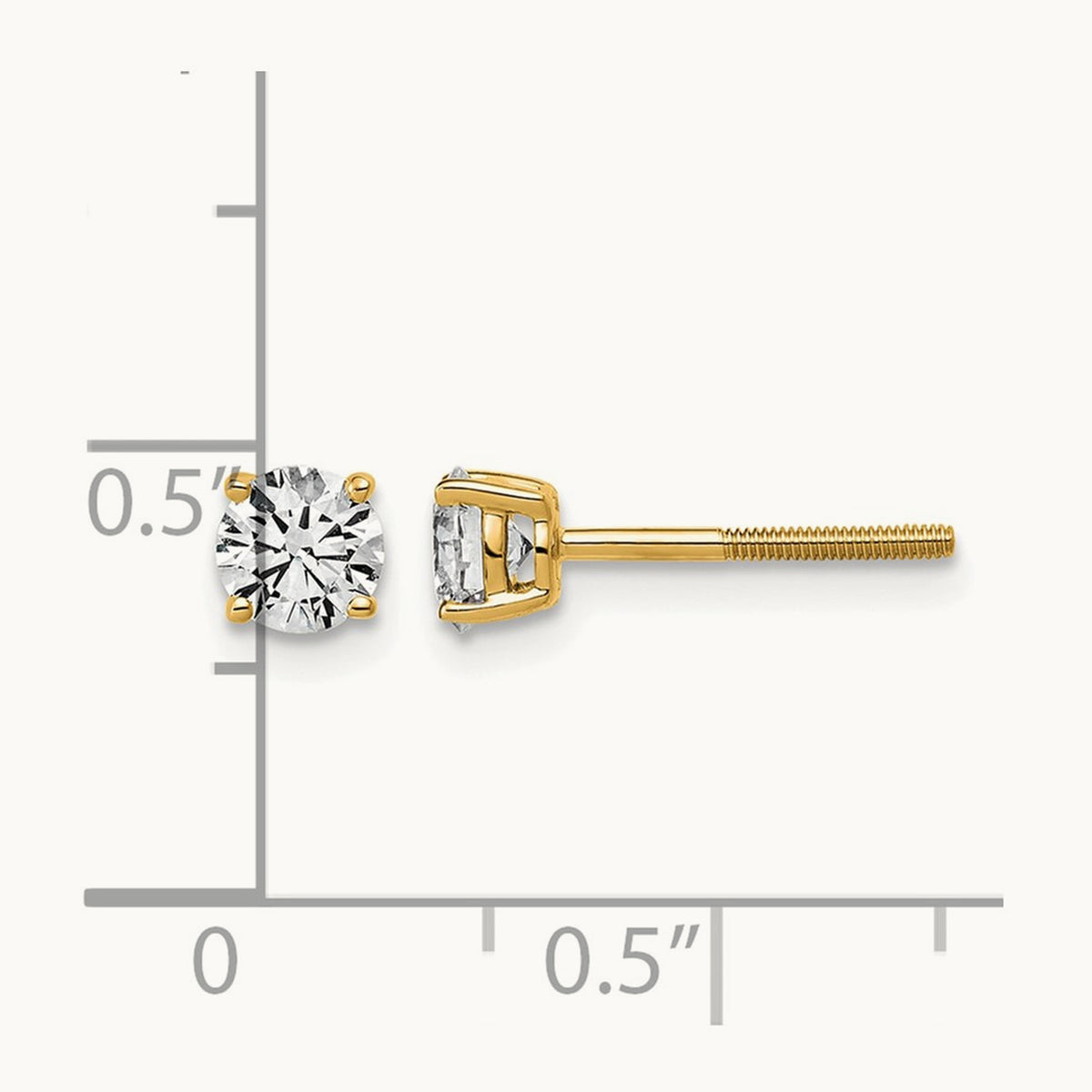 Lightweight Screwback Earrings, 0.25-4.00 ct tw Lab-Grown Diamond — 5/8 ct, 14K Yellow Gold