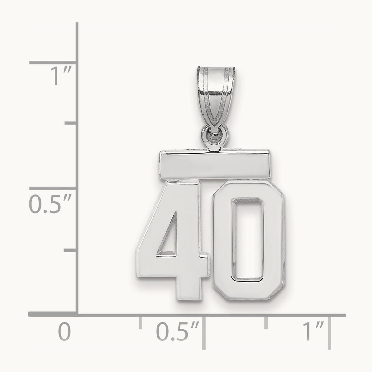 Small Polished Number 40 Charm — 14K White Gold