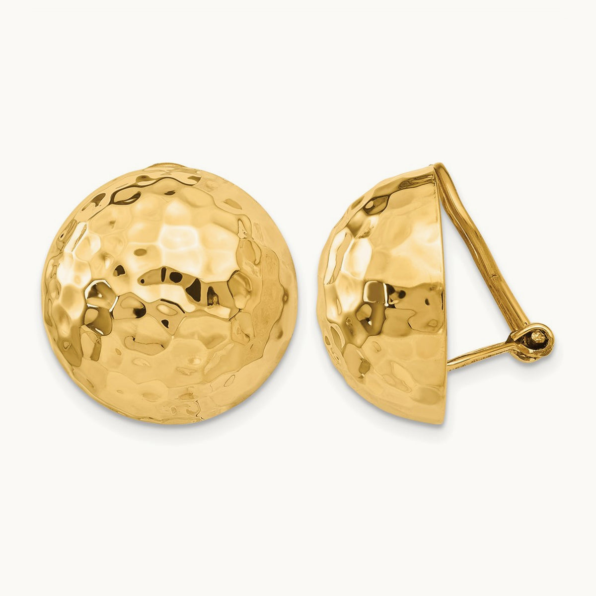 Omega Clip Hammered Non-pierced Earrings — 18mm