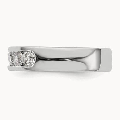 5-Stone Diamond Channel Band, 14K White Gold