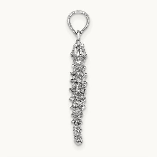 3-D Seahorse Charm — 14K White Gold
