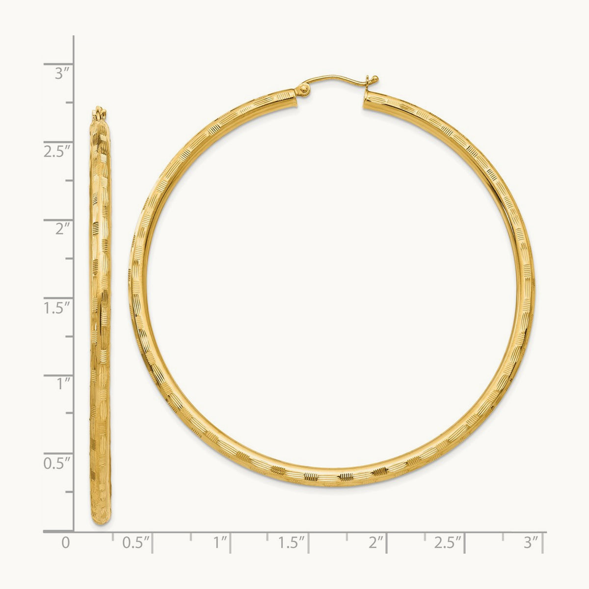 Diamond-cut Hoop Earrings, 14K