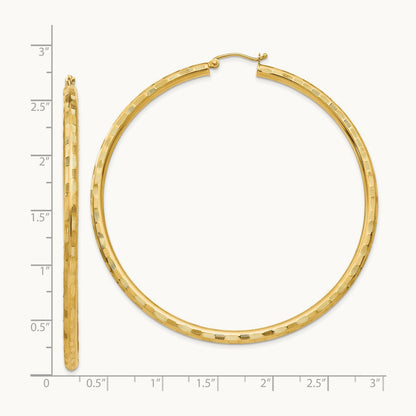 Diamond-cut Hoop Earrings, 14K