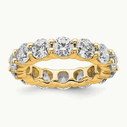 Polished Shared Prong Diamond Eternity Band, 4.00 ct tw — 14K Yellow Gold