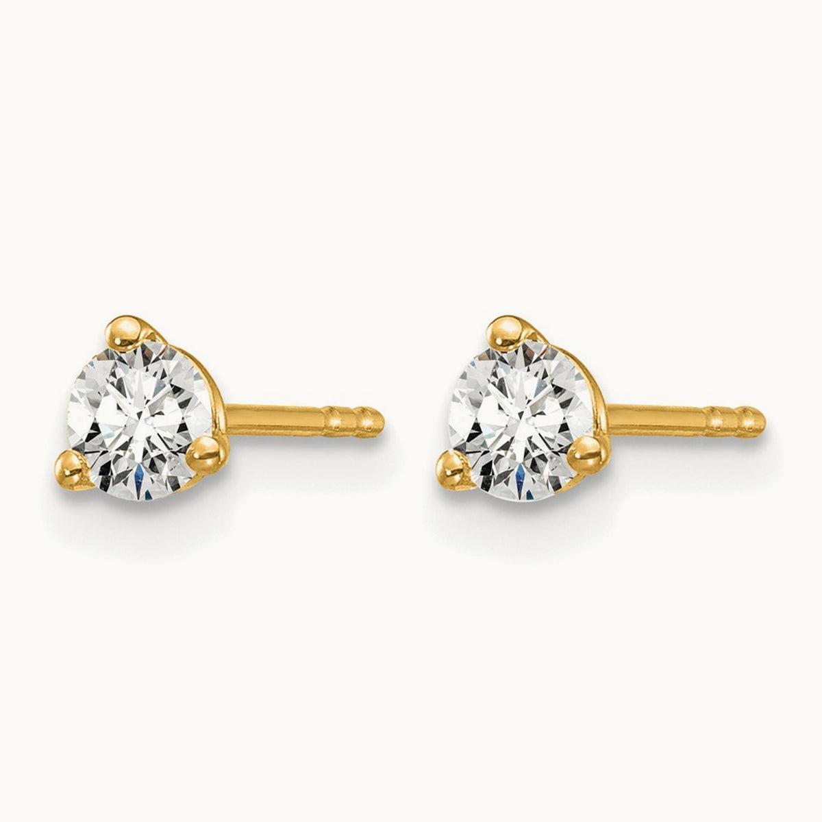 Round Stud Earrings, 0.10-6.00 ct tw Lab-Grown Diamond — 1/3 ct, 14K Yellow Gold