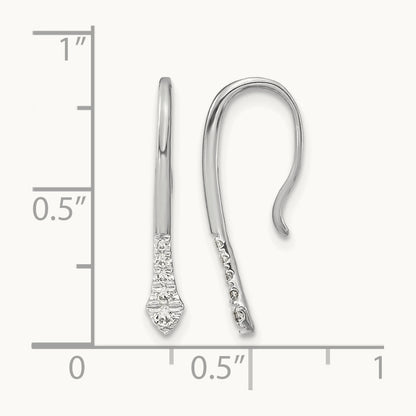 Polished Diamond Drop Wire Earrings — 14K White Gold