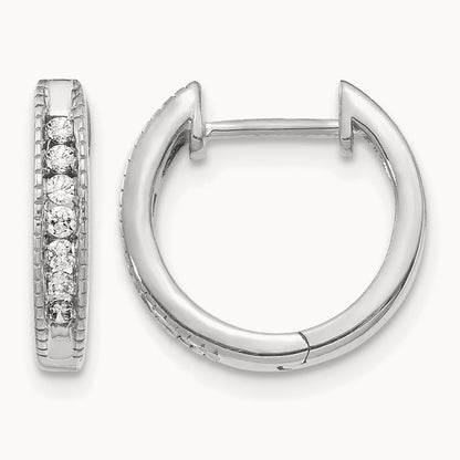 Hinged Hoop Earrings, 0.20 ct tw Lab-Grown Diamond — 14K White Gold