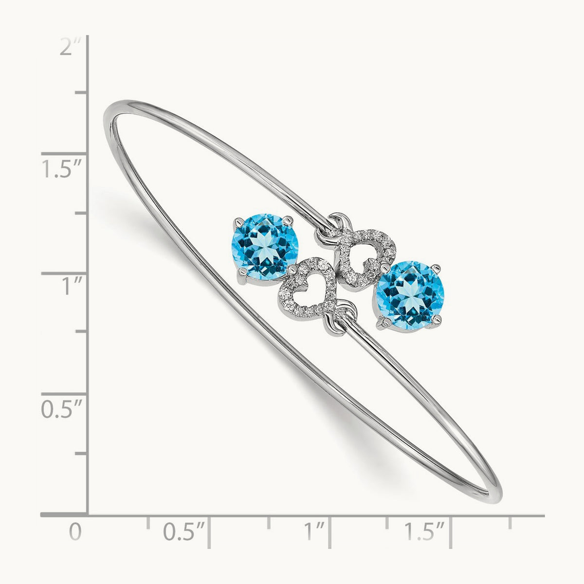 Blue Topaz and Diamond Flexible Bangle, 14K White Gold