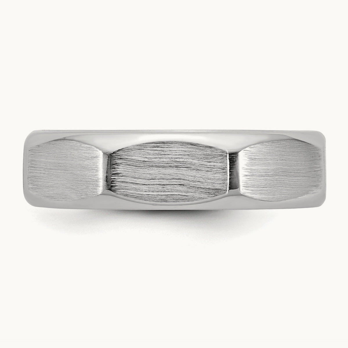 IB Goodman Men's Satin Octagonal Ring, 5.8mm — 14K White Gold