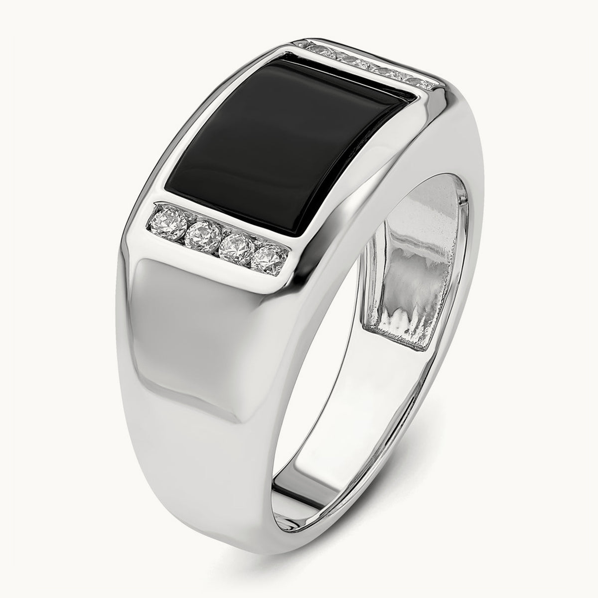 Onyx Men's Ring, 0.20 ct tw Lab-Grown Diamond