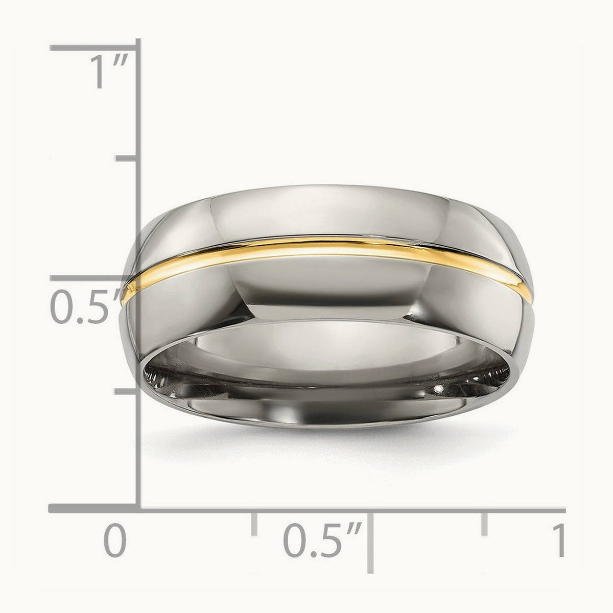 IP-plated Grooved Polished Band, 8mm, Titanium Yellow