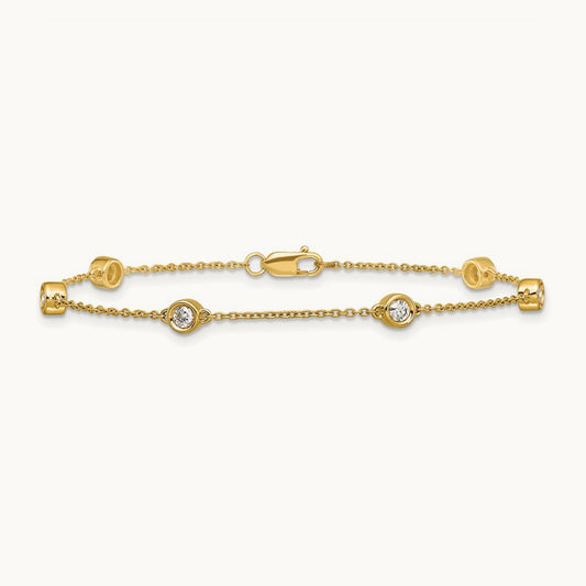 Diamond Station Cable Bracelet, 14K