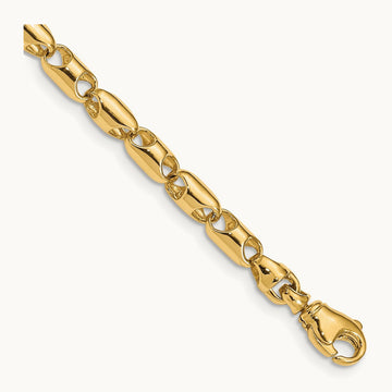 Fancy Barrel Link Chain, 4.1mm, 14K
