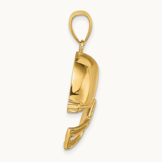 2-D Polished Football Helmet Charm, 14K