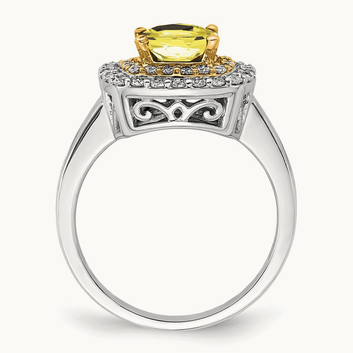 Created Yellow Sapphire Ring, 0.50 ct tw Lab-Grown Diamond