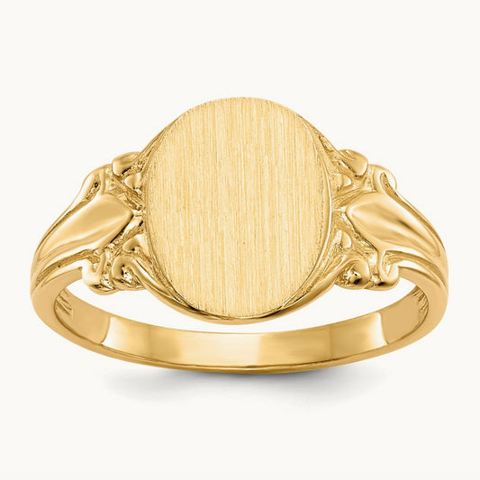 8.0x10. Open Back Signet Ring, 0mm, 14K