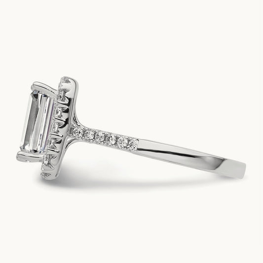 Emerald Center Semi-Mount Halo Engagement Ring, 3/8-5/8 ct Lab-Grown Diamond