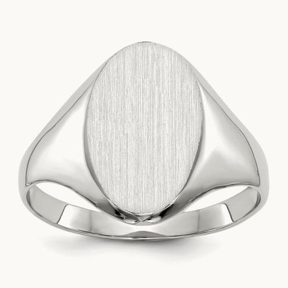 9.0x14. Closed Back Signet Ring, 0mm, 14K White Gold