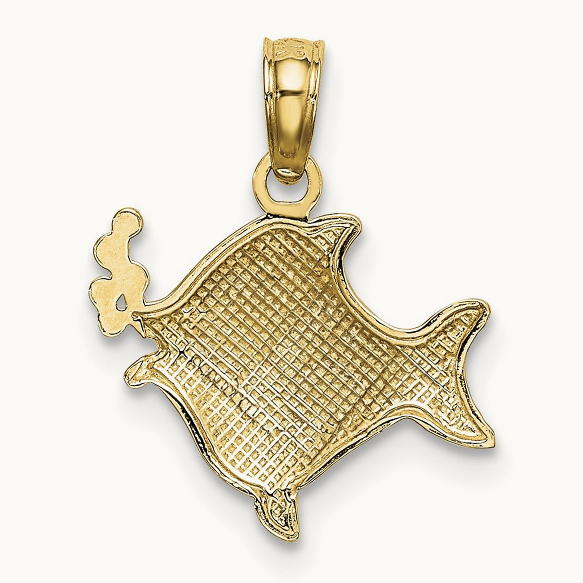 2-D Fish w/ Bubbles Charm, 14K with White Rhodium
