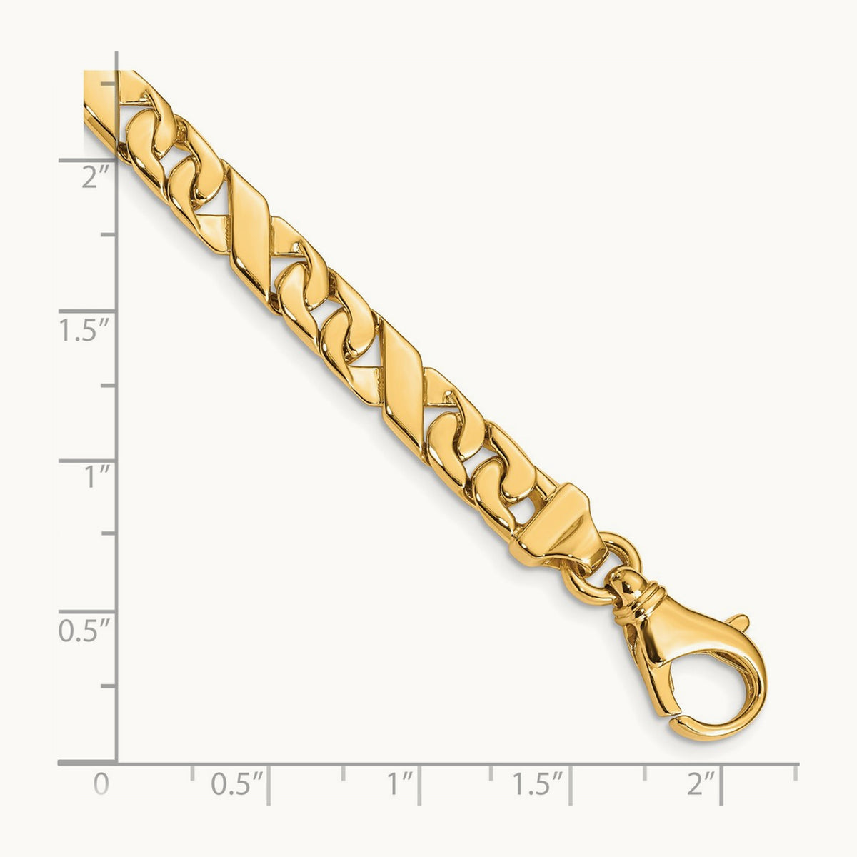 Hand-polished Fancy Link Bracelet, 6.7mm, 14K