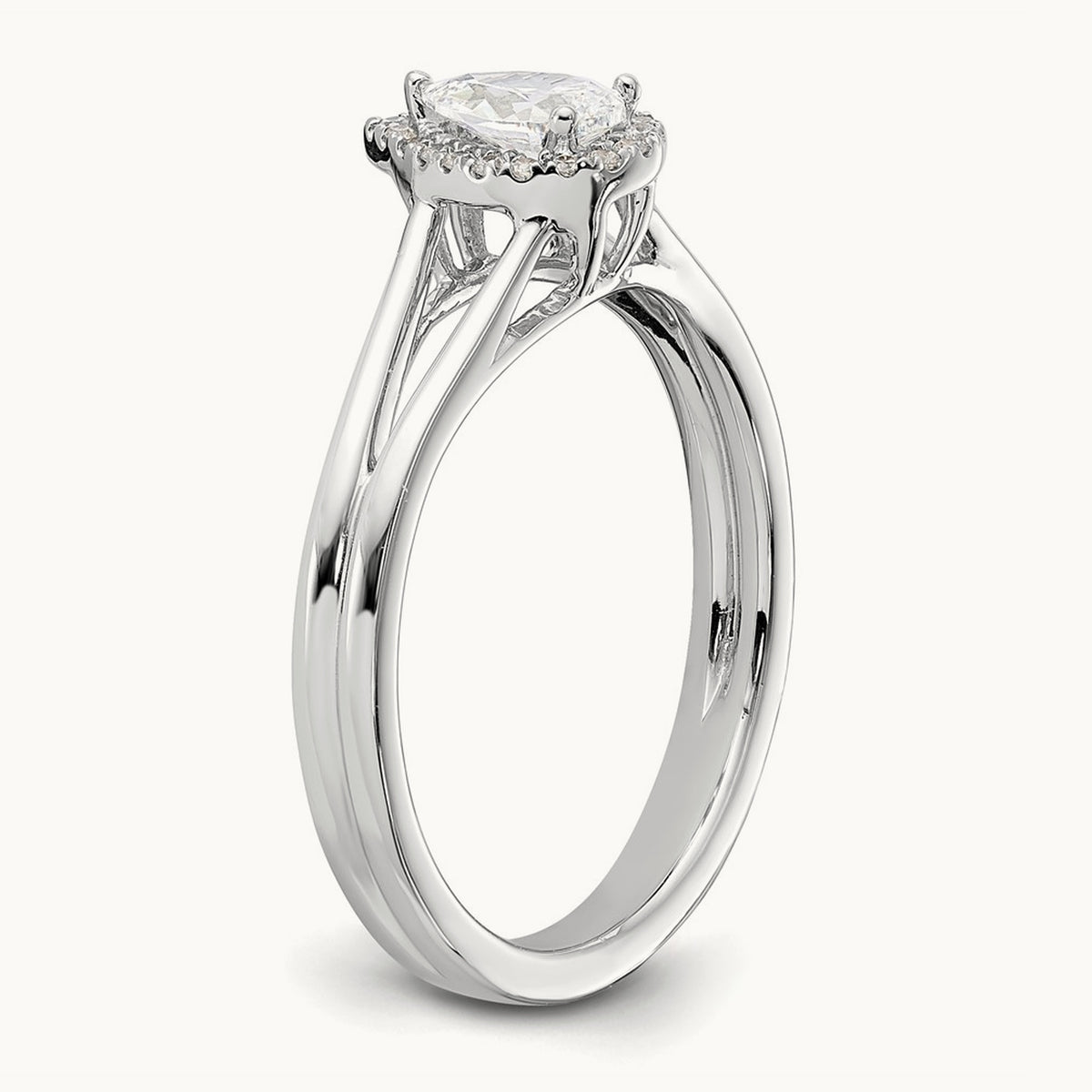 Pear Halo Semi-Mount Split Shank Engagement Ring, 0.07-0.20 ct tw — 1/15 ct, 14K White Gold