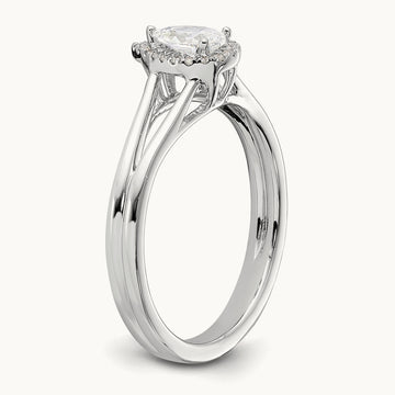 Pear Halo Semi-Mount Split Shank Engagement Ring, 0.07-0.20 ct tw — 1/15 ct, 14K White Gold