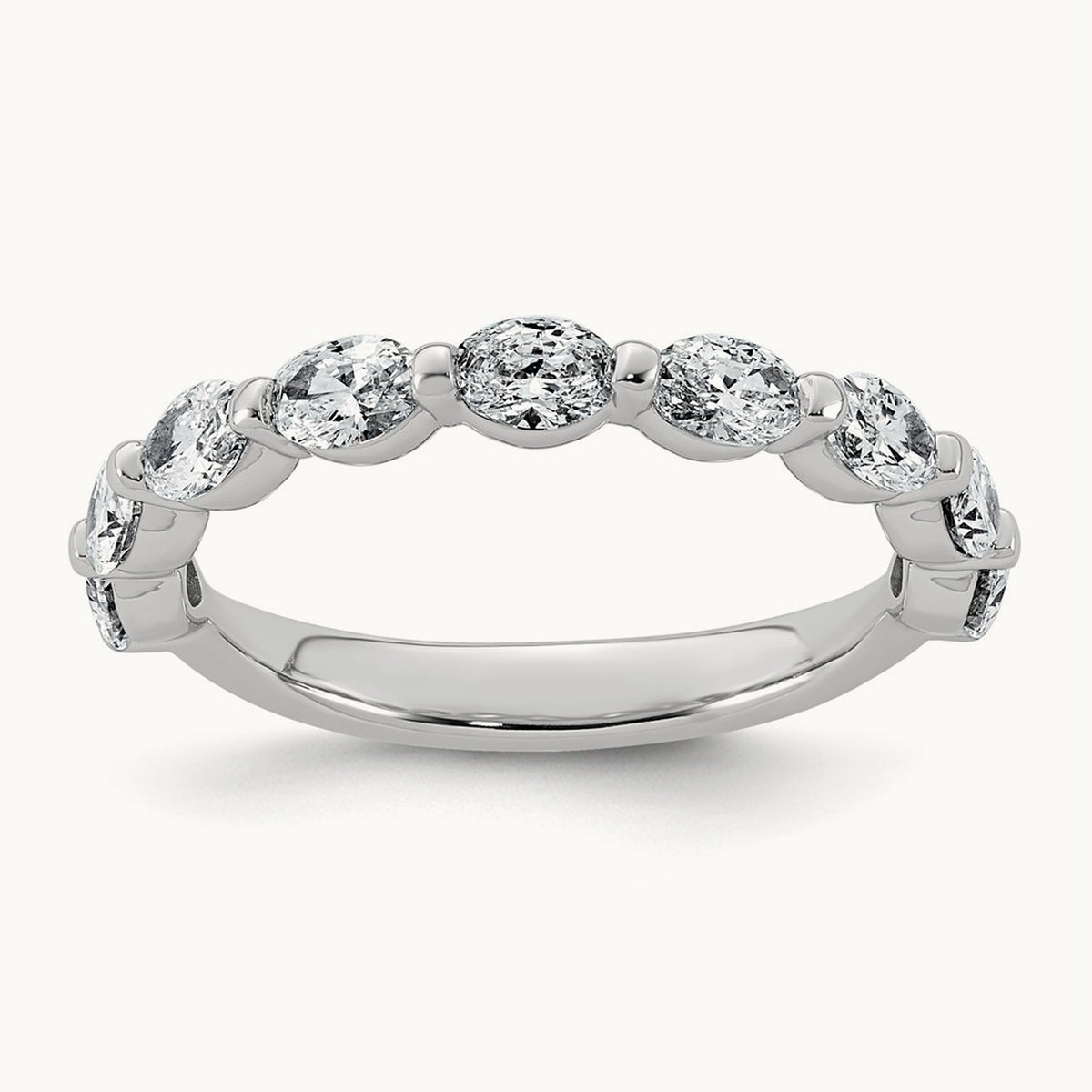 Oval Shape Stones Wedding Band, 1.25-1.75 ct tw Lab-Grown Diamond — 1 1/5 ct, 14K White Gold